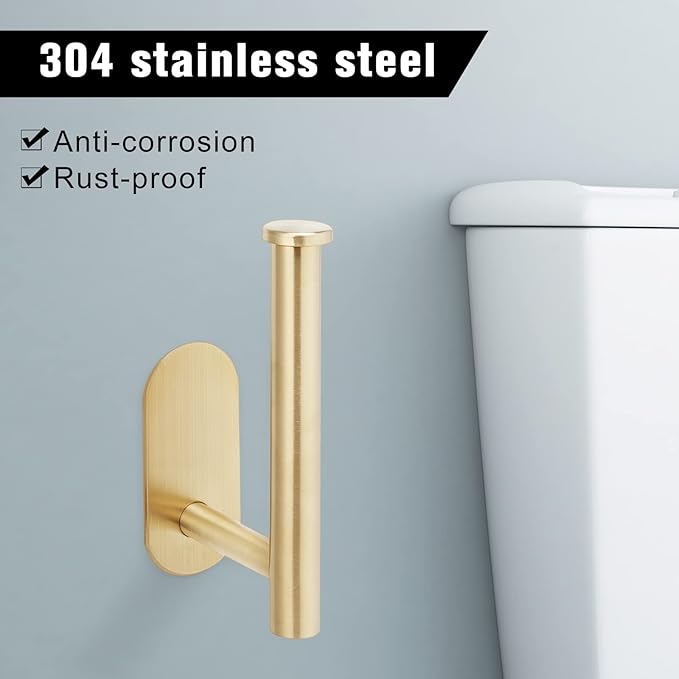 YUET Toilet Paper Holder Self Adhesive, Premium Thicken SUS304 Stainless Steel Rustproof Adhesive Toilet Roll Holder No Drilling for Bathroom, Kitchen, Washroom, Rv