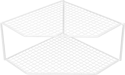 2-Tier Corner Storage Shelf, Plate Organizer for Cabinet Corner Stand Rack Countertop Shelf Storage for Dishes Plates Cabinet Pantry Kitchen Cosmetics Makeup Organization