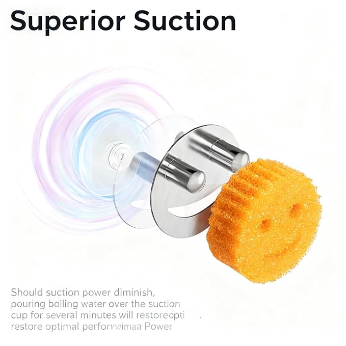 Stainless Steel Smiley Face Dish Sponge Holder, Silver Sink Caddy Organizer Storage with Suction Cup for Kitchen, Kitchen Sink Accessories Decor Scrubber Holder with Gift Box