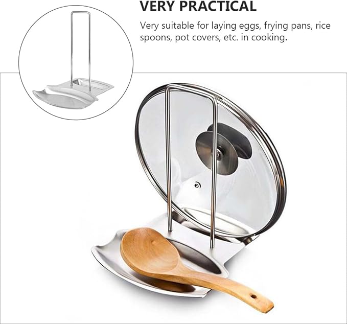 DOITOOL Stainless Steel Kitchen Utensil Rack with Lid and Spoon Stand Removable Organizer for Pots Pans and Cooking Utensils Easy-clean Stove-top Storage for Multi-tasking Cooking