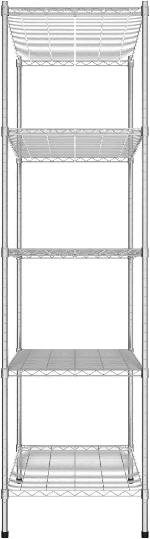 Commercial NSF Listed Chrome Stationary Wire Shelving Kit 24" x 42" x 86", with 5 Shelves Perfect for Warehouse, Walk-in Refrigerator, Freezer, Grocery Store, Restaurant, Dishroom