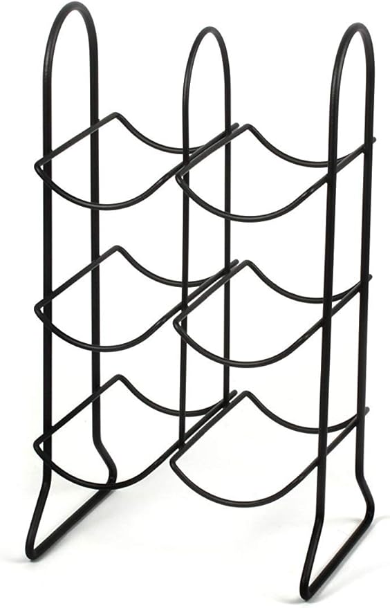 Spectrum 6 Bottle Wine Rack Freestanding Countertop Wine Bottle Holder Storage, Modern Black Metal Wire Wine Rack Organizer for Kitchen Counter Tops Base Cabinet Insert Pantry 3 Tier Wine Shelf