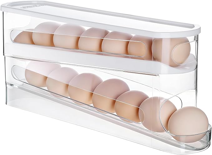 Sylphide Auto Rolling Fridge Egg Organizer, egg storage for refrigerator,Space Saving Eggs Dispenser for Refrigerator,special fresh-keeping box, organizer tool