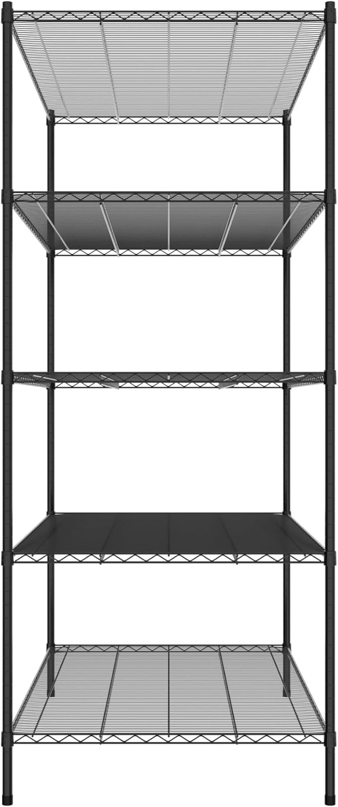Commercial NSF Listed Black Epoxy Stationary Wire Shelving Kit 36" x 60" x 86", with 5 Shelves Perfect for Warehouse, Walk-in Refrigerator, Freezer, Grocery Store, Restaurant, Dishroom