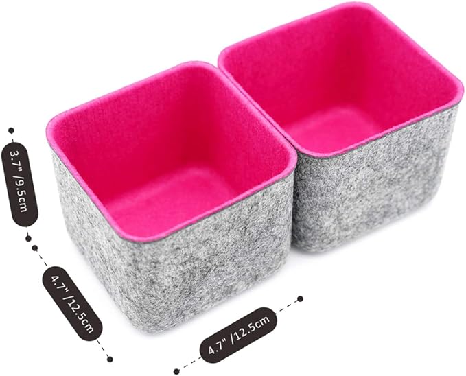 Welaxy Storage bins Set Office Drawer Organizers for School Dorm Home Kitchen bathroom bedroom Closet Cabinet Desk organize boxes Junk Organizing 2-Pack (Rose Red)