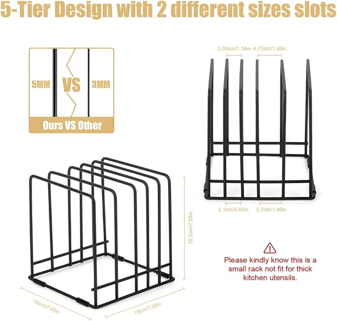 Kitchen Cabinet Cutting Board Organizer, Cookie Sheet Storage Rack,Cabinet Dividers Holder with 5 Slots for Baking Pan Tray Organizer (2 PCS)