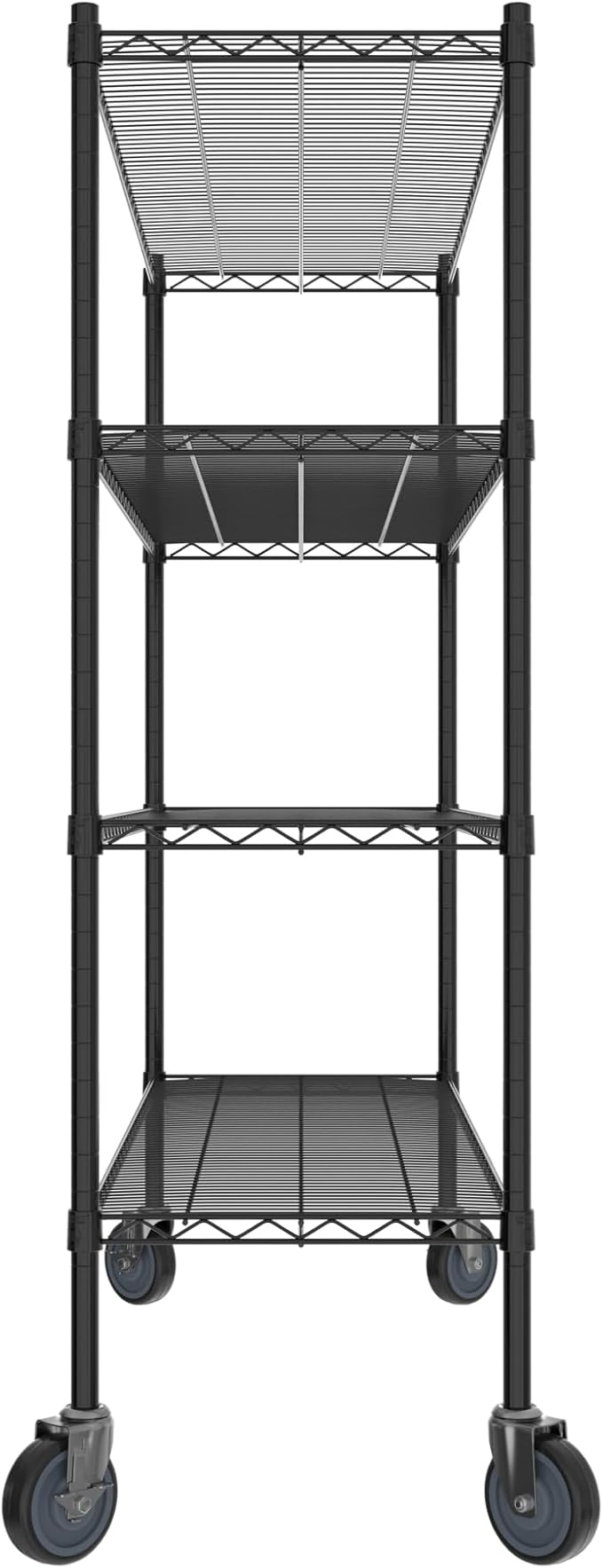 Commercial NSF Listed Black Epoxy Mobile Wire Shelving Kit 18" x 54" x 60", with 4 Shelves Perfect for Warehouse, Walk-in Refrigerator, Freezer, Grocery Store, Restaurant, Dishroom