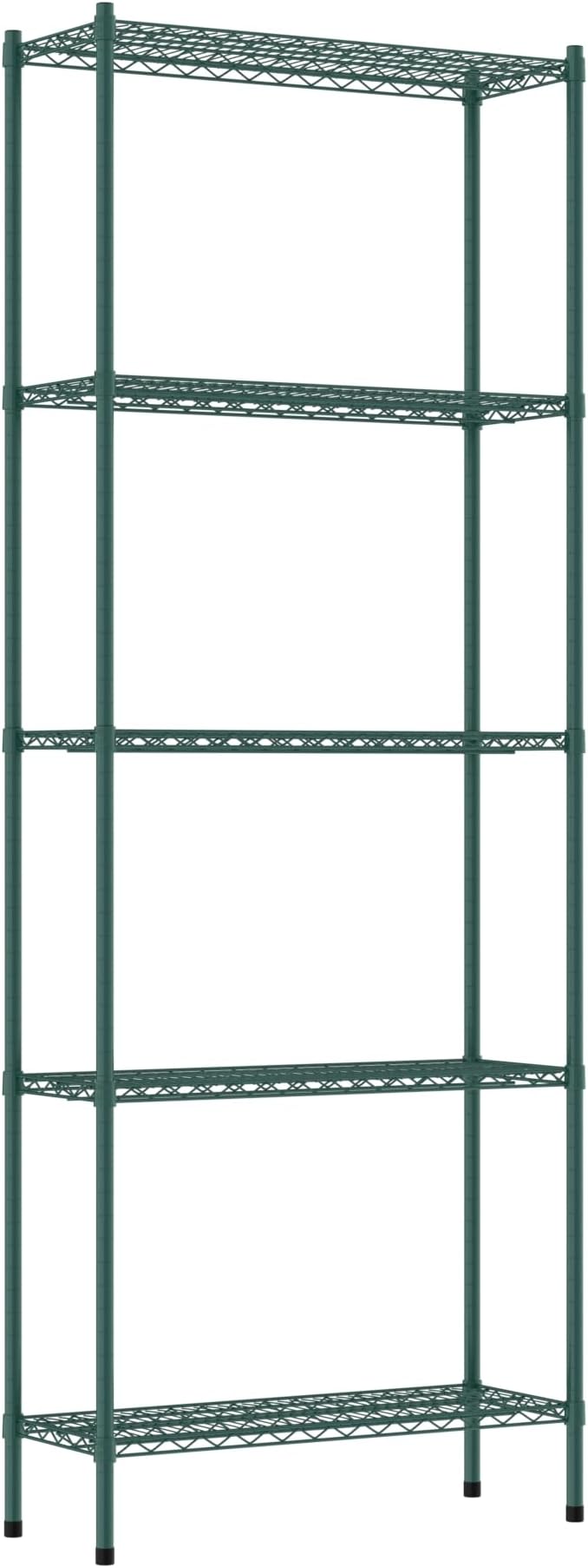 Commercial NSF Listed Green Epoxy Stationary Wire Shelving Kit 14" x 36" x 96", with 5 Shelves Perfect for Warehouse, Walk-in Refrigerator, Freezer, Grocery Store, Restaurant, Dishroom