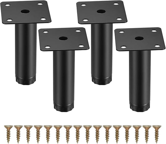 4 Pcs Furniture Legs, Metal Cabinet Legs, 3 inches/8 cm Adjustable Furniture Support Feet for Kitchen Shelves Sofa Table Chair Desk Cupboard Furniture Adjustable Legs Feet Foot
