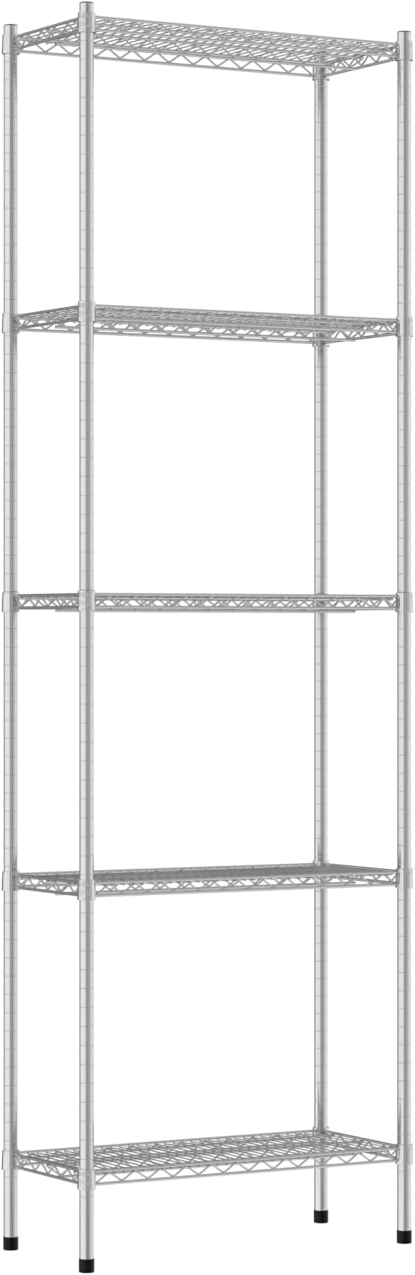 Commercial NSF Listed Chrome Stationary Wire Shelving Kit 14" x 30" x 96", with 5 Shelves Perfect for Warehouse, Walk-in Refrigerator, Freezer, Grocery Store, Restaurant, Dishroom