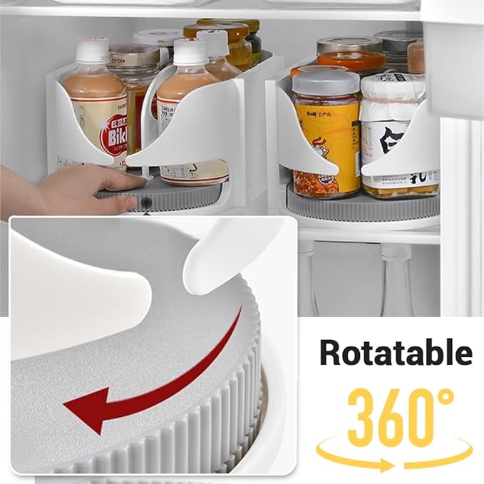 Lazy Susan Turntable, 360°Rotate Fridge Turntable Organizer, Pantry Kitchen Cabinet Dining Table Counter top Vanity, Storage Rotating Shelves for Pantry Kitchen Cabinet Dining Table
