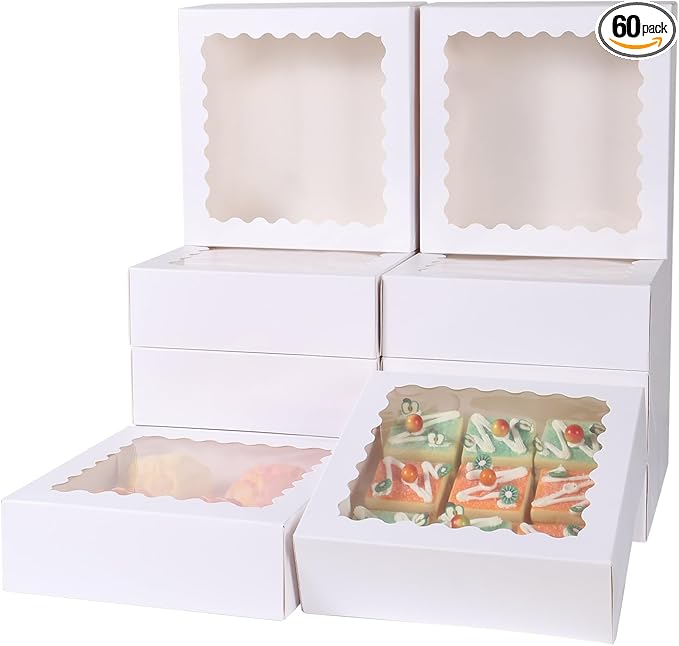 24 pcs12x12x3 Inch Bakery Boxes with Window, White 12 inch Cake Pastry large Pie Cookie Box for Dessert,strawberry,Chocolates Boxes