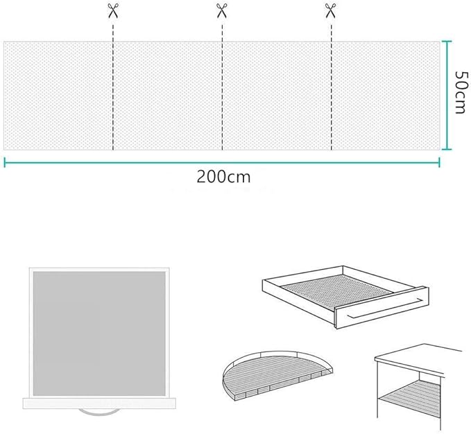 Drawer and Shelf Liner - Non Adhesive, Non Slip, Durable Grip for Shelves, Cabinets, Kitchen Tableware