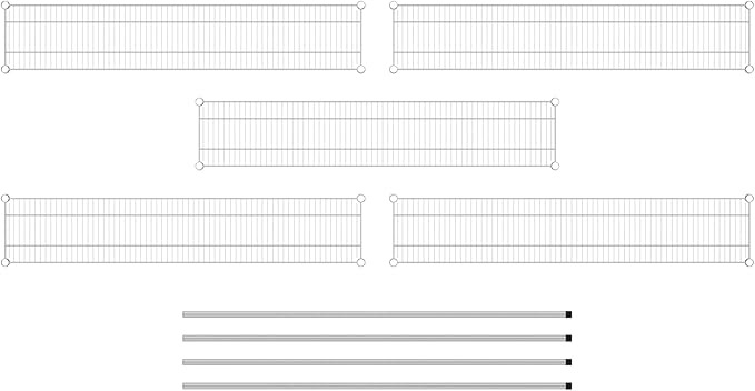 Commercial NSF Listed Chrome Stationary Wire Shelving Kit 12" x 60" x 64", with 5 Shelves Perfect for Warehouse, Walk-in Refrigerator, Freezer, Grocery Store, Restaurant, Dishroom