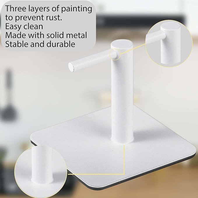 Magnetic Paper Towel Holders Heavy Duty Steel Brushed Holder with Strong Magnetic Backing - Fit for Large Paper Towels or Use as Hook - for Kitchen,Refrigerator,Grill,Garage,Shop(White,2x3IN)