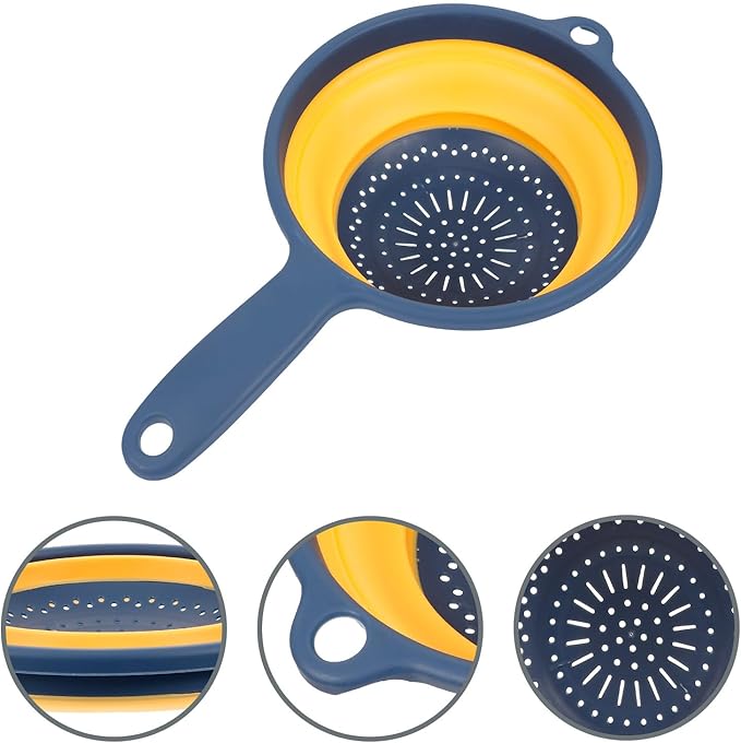 BESPORTBLE Folding Vegetable Drain Basket over Sink Colander Kitchen Storage Basket with Handle Orange Hollow Design for Washing Produce Random Style