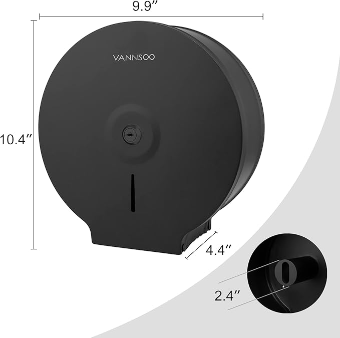 Commercial Jumbo Toilet Paper Dispenser, Wall Mount Stainless Steel 9 Inch Roll Toilet Paper Holder Bath Tissue Dispenser with Lock Key (Black)