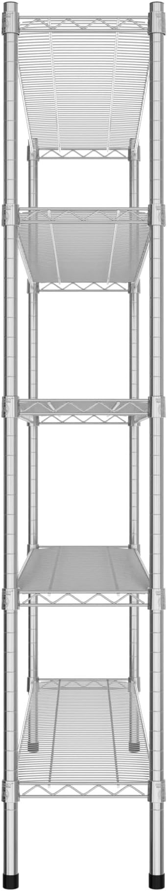 Commercial NSF Listed Chrome Stationary Wire Shelving Kit 12" x 54" x 64", with 5 Shelves Perfect for Warehouse, Walk-in Refrigerator, Freezer, Grocery Store, Restaurant, Dishroom