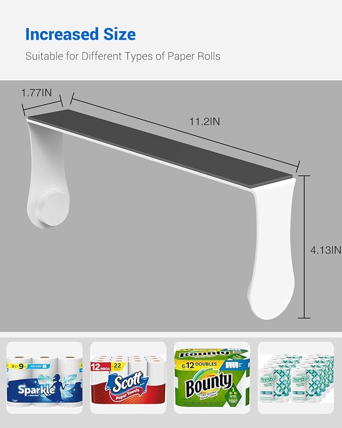 Magnetic Paper Towel Holder for Fridge, No Drilling, Strong Magnet, White, Paper Towel Holder Magnetic for Refrigerator, Rv, Grill, Kitchen Decor and Accessories