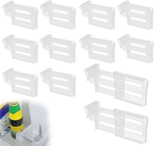 Retractable Fridge Dividers, 12 Pcs Adjustable Refrigerator Drawer Organizers with Snap-On Clips, Clear Expandable Dividers (3.1-4.7 Inch) for Kitchen Cabinet & Fridge Storage