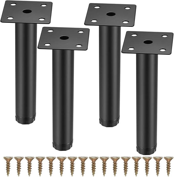4 Pcs Furniture Legs, Metal Cabinet Legs, 6 inches/15 cm Adjustable Furniture Support Feet for Kitchen Shelves Sofa Table Chair Desk Cupboard Furniture Adjustable Legs Feet Foot