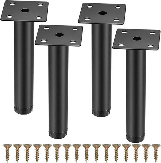 4 Pcs Furniture Legs, Metal Cabinet Legs, 6 inches/15 cm Adjustable Furniture Support Feet for Kitchen Shelves Sofa Table Chair Desk Cupboard Furniture Adjustable Legs Feet Foot