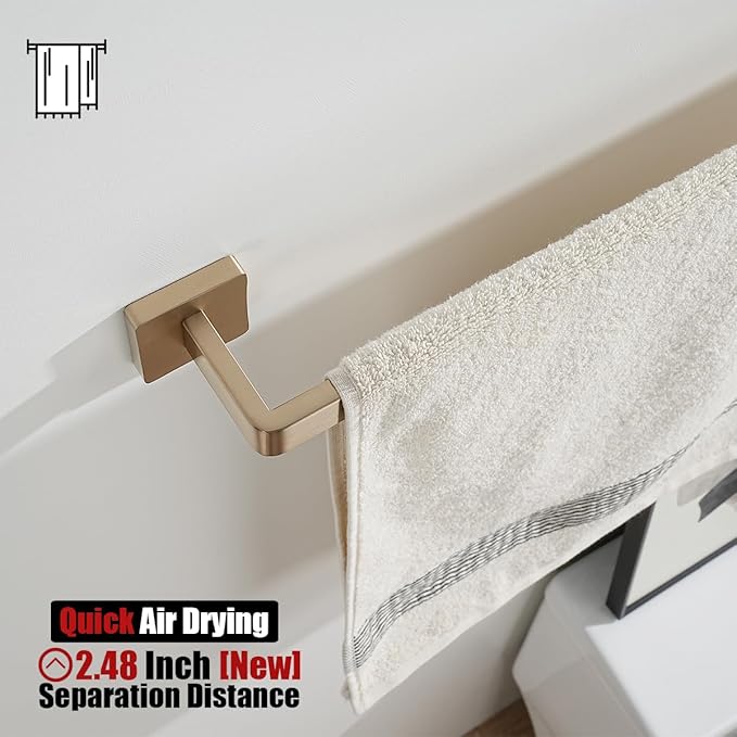 JQK Champagne Bronze Bath Towel Bar, 27 Inch 304 Stainless Steel Thicken 0.8mm Towel Rack Bathroom, Towel Holder Wall Mount, Total Length 29.41 Inch, TB250L27-CB