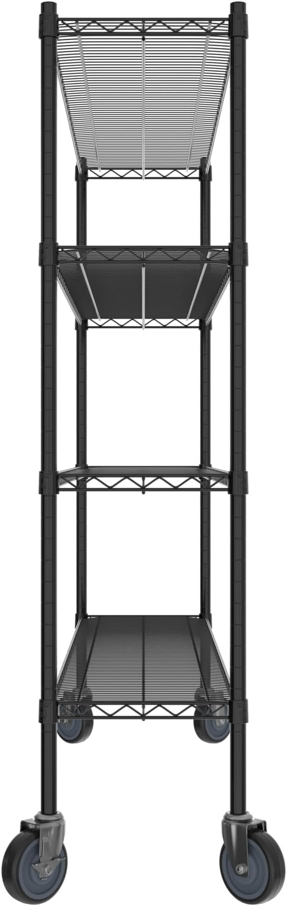 Commercial NSF Listed Black Epoxy Mobile Wire Shelving Kit 14" x 60" x 60", with 4 Shelves Perfect for Warehouse, Walk-in Refrigerator, Freezer, Grocery Store, Restaurant, Dishroom