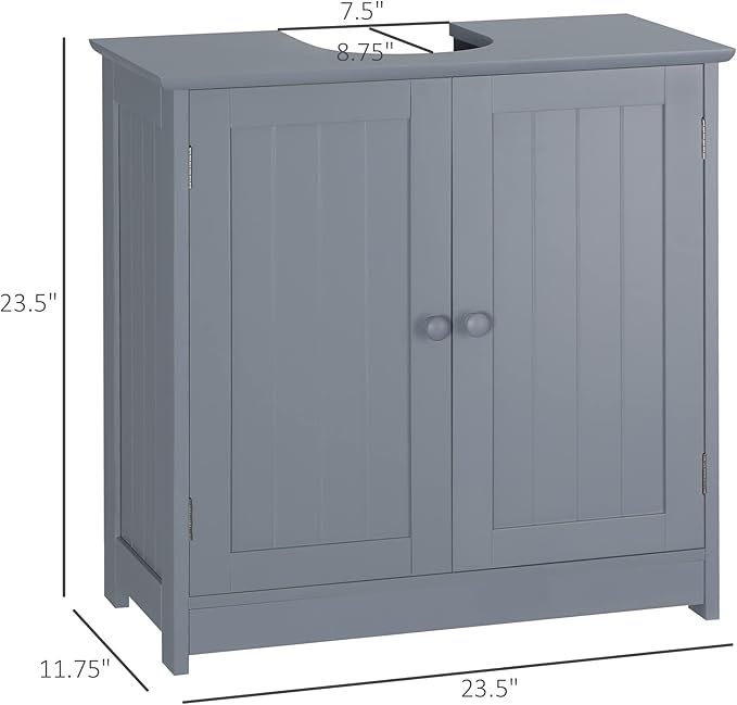 Generic Pedestal Sink Bathroom Cabinet with 2 Doors, Under Sink Storage, Adjustable Shelf, White, 23.5" L x 11.75" W x 23.5" H