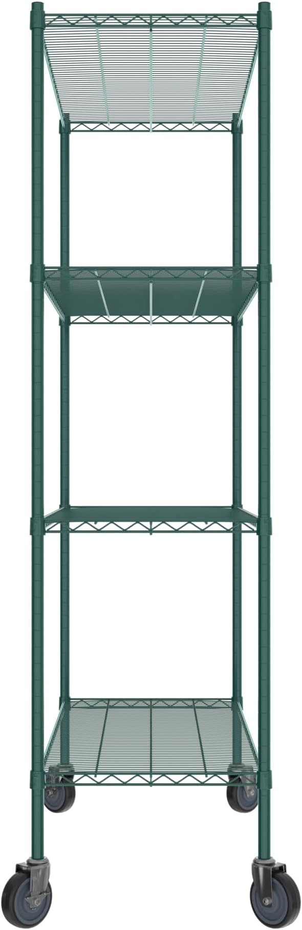 Commercial NSF Listed Green Epoxy Mobile Wire Shelving Kit 21" x 48" x 80", with 4 Shelves Perfect for Warehouse, Walk-in Refrigerator, Freezer, Grocery Store, Restaurant, Dishroom