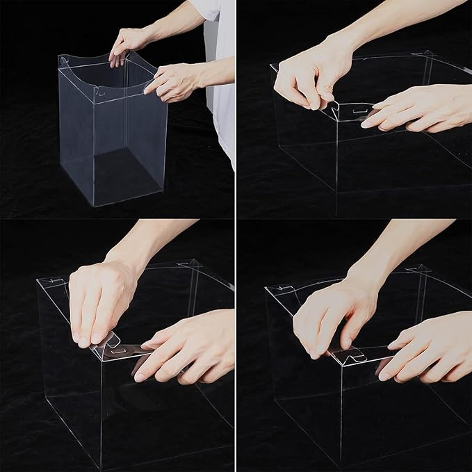 XININSUN pink clear cake box with ribbon,6inch 8inch cake boxes,transparent cake box cake carrier,Square Cardboard Cake Containers clear gift boxes for Wedding,Birthday,Party(6pcs)