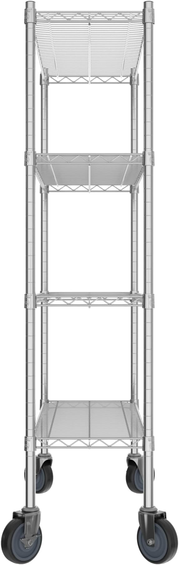 Commercial NSF Listed Chrome Mobile Wire Shelving Kit 14" x 36" x 60", with 4 Shelves Perfect for Warehouse, Walk-in Refrigerator, Freezer, Grocery Store, Restaurant, Dishroom
