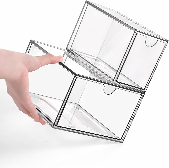 Makeup Drawer Organizer, Desk Drawer Organizer With 4 Drawers, 3 Different Sizes, Suitable For Office Desk, Bathroom, Bedroom, Jewelry, Stationery, Handicraft Storage And Organization, clear