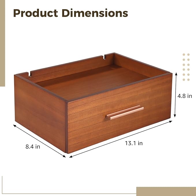 Wooden Tea Bag Organizer, Tea Storage Box for Countertop, Tea Station Organizer with Cable Slots, Multi-Functional Tea Bag Organizer with 8 Compartments & Removable Drawer Dividers