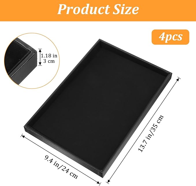 4Pcs Jewelry Organizer Trays, Stackable Velvet Jewelry Trays, Drawer Insert Divider Jewel Display Storage with Removable Dividers, Divided Storage for Earring Necklace Rings Bracelet