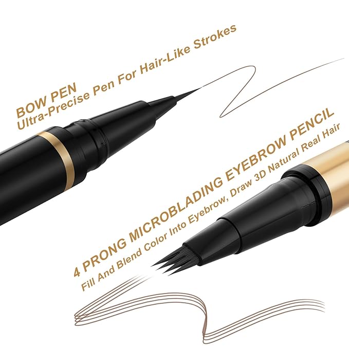 LAVONE Eyebrow Pencil Kit with Microblading Pen, Clear Gel, Eyeliner, Dual-ended Brush, Waterproof, Smudge Proof, Long Lasting Makeup Formula, Eyebrow Pencils for Women - Soft Brown