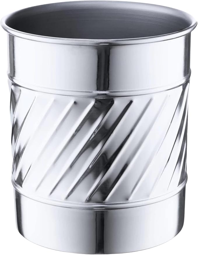 Monarch Abode Kitchen Utensil Holder – Wave Embossed Metal Nickel Chrome Utensil Holder, Decorative Utensil Crock for Kitchen Counter, Cooking Tool and Spatula Holder for Countertop, Caddy Organizer