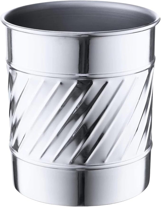 Monarch Abode Kitchen Utensil Holder – Wave Embossed Metal Nickel Chrome Utensil Holder, Decorative Utensil Crock for Kitchen Counter, Cooking Tool and Spatula Holder for Countertop, Caddy Organizer