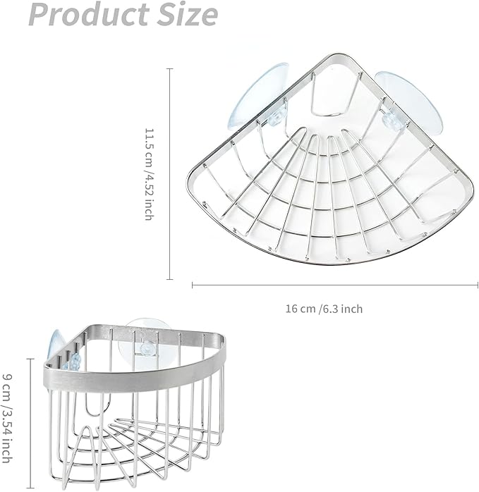 Sink Caddy, Dish Cloth Hanger Sponge Holder, Save Space Triangle 2-in-1 Sink Caddy, 304 Stainless Steel Corner Kitchen Sink Organizer, No Drilling with 2Pcs Suckers