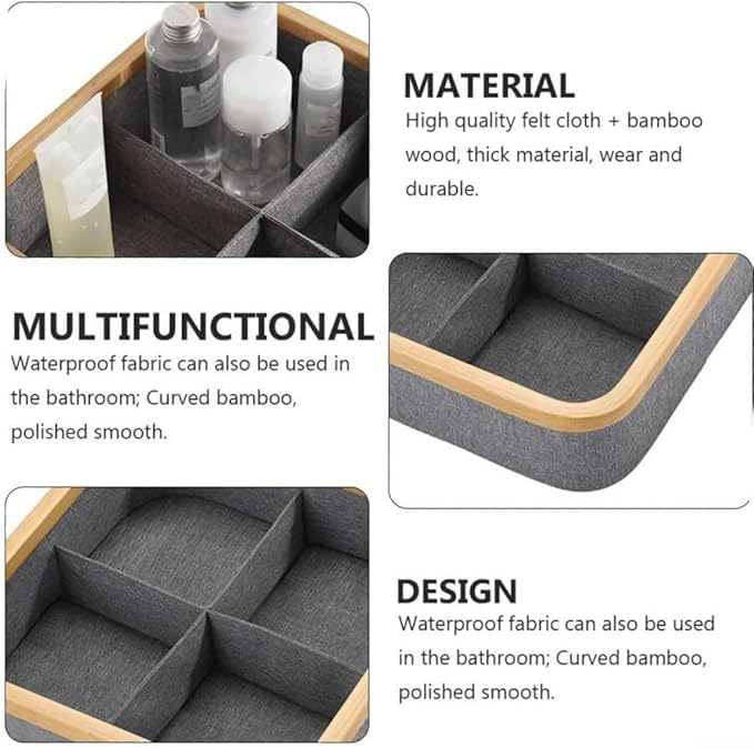 Drawer Organizer Storage Box Cotton Linen Fabric Container for Wardrobe Closet Organization Home Storage Solution Foldable Box for Clothes Underwear Pants(3)