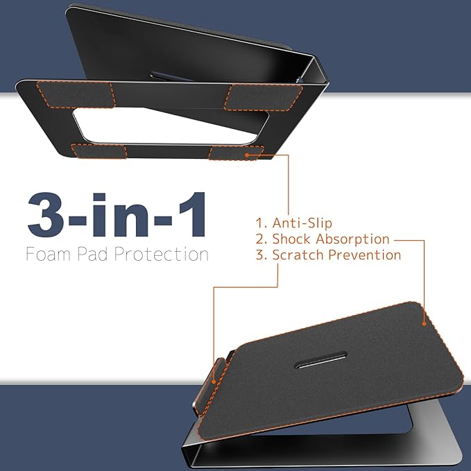 Desk Speaker Stands for Most Bookshelf Speakers,22 lbs Capacity, 16° Tilt Angle Speaker Risers with Anti-Vibration Pads,Compact for 3"-4" Studio Monitors,Space-Saving Stands for PC Speakers,Black