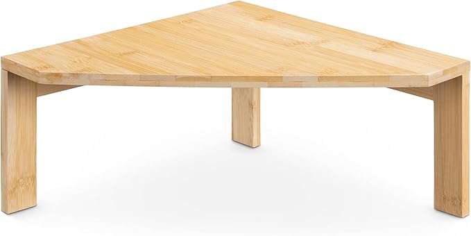 Navaris Bamboo Corner Shelf Unit - Free-Standing Corner Shelf for Kitchen Cabinet Cupboard Countertop Work Surface Storage Organizer 11.8"x11.8"x5.9"