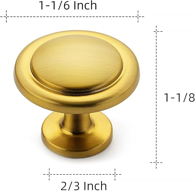 Ravinte 60 Pack Brushed Brass Cabinet Pulls - 1-1/4 inch Kitchen Cabinet Knobs & Drawer Pulls for Dresser Drawers