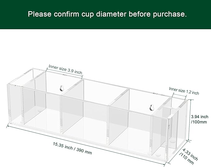 Triple Cup Holder With Marker Slot, Party Dispenser Acrylic Organizer, Mark Your Drink Caddy, Modern Bar Counter Decor, Clear