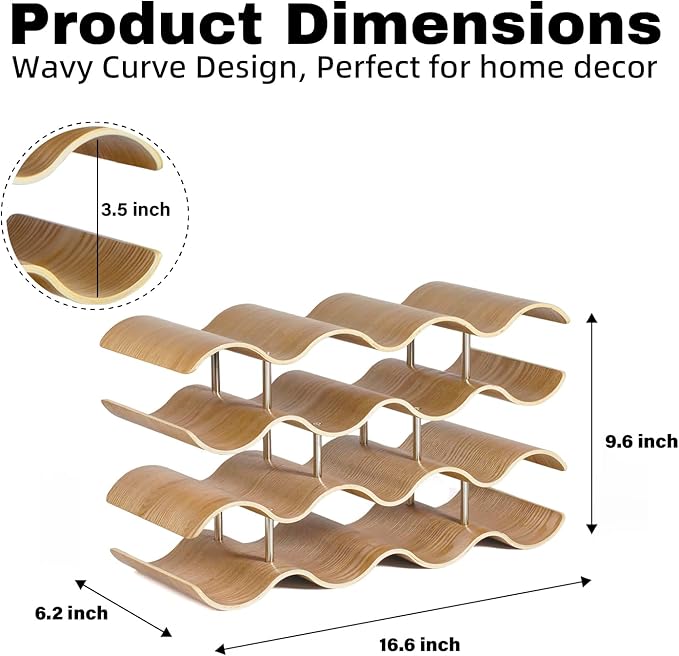 14 Bottles Wine Racks Countertop for Shelf, 4-Tier Wooden Wine Bottle Holder Stand, freestanding Wine Storage for Inside Cabinet Organizer for Home Décor, Bar and Pantry