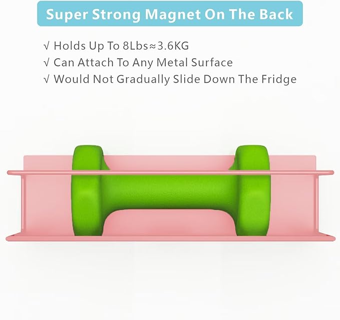 Roysili Magnetic Spice Rack For Refrigerator Magnetic Fridge Shelf For Kitchen Spice Organizer Magnetic Shelf For Fridge Space Saving Pink 4 Pack