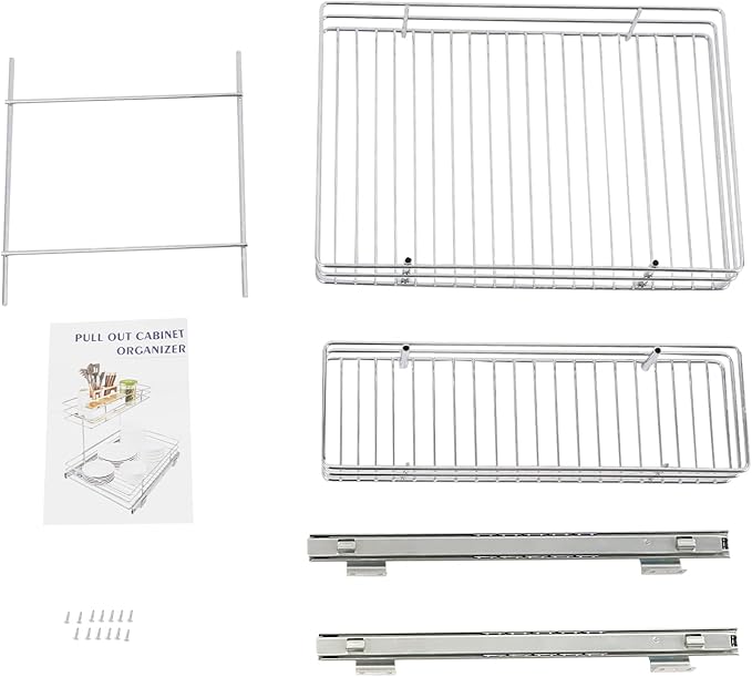 DUSNDULR 2 Tier Under Sink Organizer, 27.95"x12.6"x13" Pull Out Cabinet Organizer Under Sink Slide Out Storage Shelf for Kitchen Cabinet Bathroom