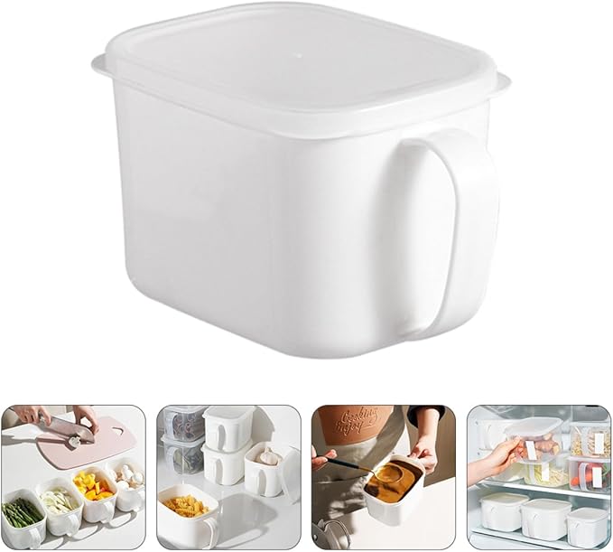 Cabilock 2Pcs Plastic Food Containers with Handle and Lid Small Cereal Storage Canisters Airtight Kitchen Food Organizer in Refrigerator Random Color Random Color