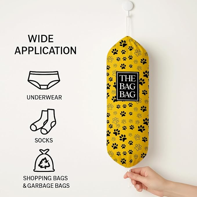 The Bag Bag Grocery Bags Holder, Pet Paw Print Plastic Bags Holder, Reusable Hanging Trash Sack Dispenser, Plastic Sack Storage Container Dispenser, Kitchen Gift For Women Family Friends