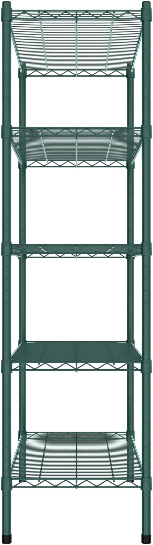 Commercial NSF Listed Green Epoxy Stationary Wire Shelving Kit 18" x 36" x 64", with 5 Shelves Perfect for Warehouse, Walk-in Refrigerator, Freezer, Grocery Store, Restaurant, Dishroom